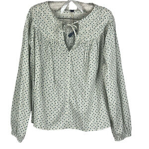 Universal Thread Women's Size L White Floral Balloon Longsleeve Tie-Front Blouse